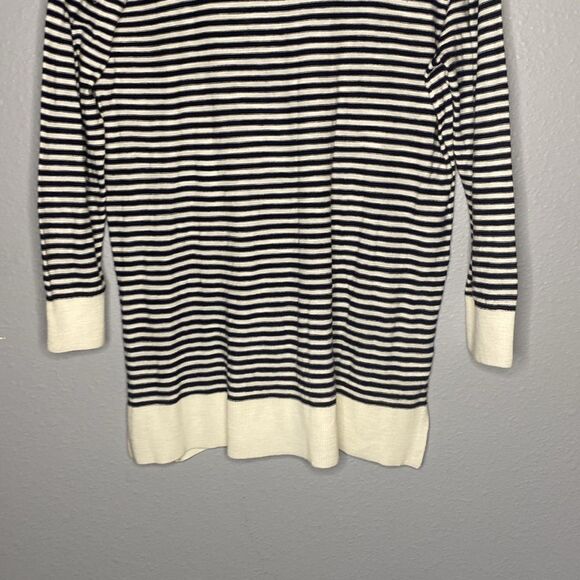 Loft Stripe Tasseled Tie Neck Tunic Blue and White Striped Sweater Size Medium - Picture 10 of 10